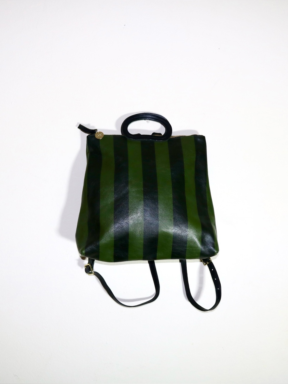 Clare V. Marcelle Backpack in Black Fern Stripe - Picture 2 of 14